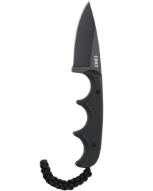 CRKT Compact Fixed Blade Knife: Minimalist Black Drop Point Neck Knife